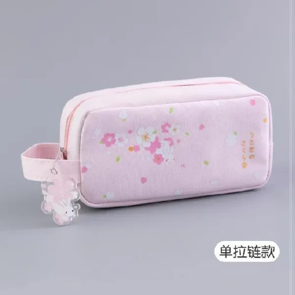 콘테 여자아이 상큼 커플룩 남성 남녀 사생그림그리기 필통 심플 중고등학생 더블지퍼 빅사이즈, T02-춘앵 토끼-핑크 화이트래빗