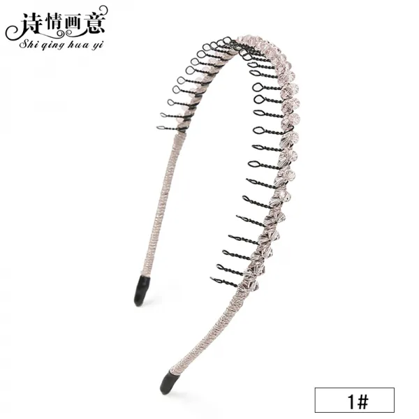 헤어밴드 머리띠 여백이 외출헤어카드 다진 머리베일 심플한 한국 헤어 여단 세안 테이프 이빨 미끄럼 방, 단일옵션, 01# 핑크