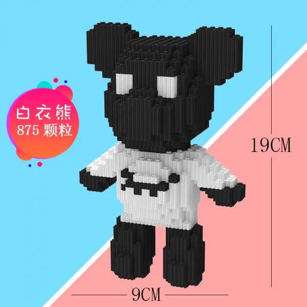 diy 다이아몬드 콜라보레이션 작은 알갱이 kaws 넷 홍조 블록체인 남자아이 익지 퍼즐 소품Z, 붉 은 xz 6117 백의 폭력 곰