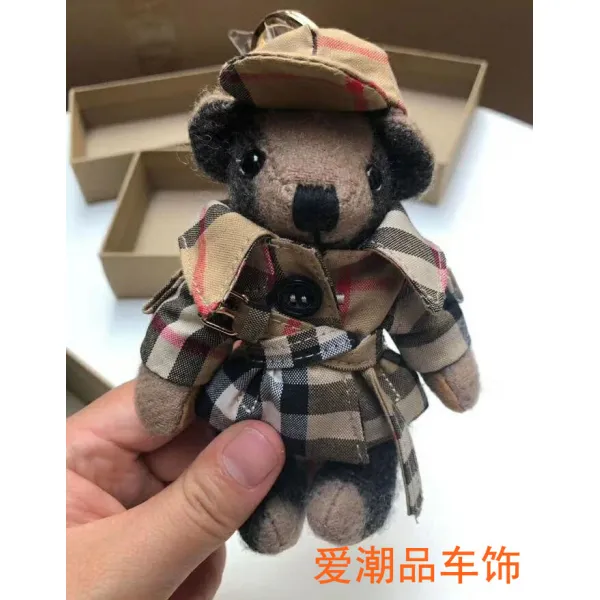 안데렐라 드랜드 애니메이션 곰돌이 키 링 트렌치코트 테디 곰케이스 장신구 커플 남성 여성 생 기프트 트렌치코트 모자 등록금 트렌치코트카키