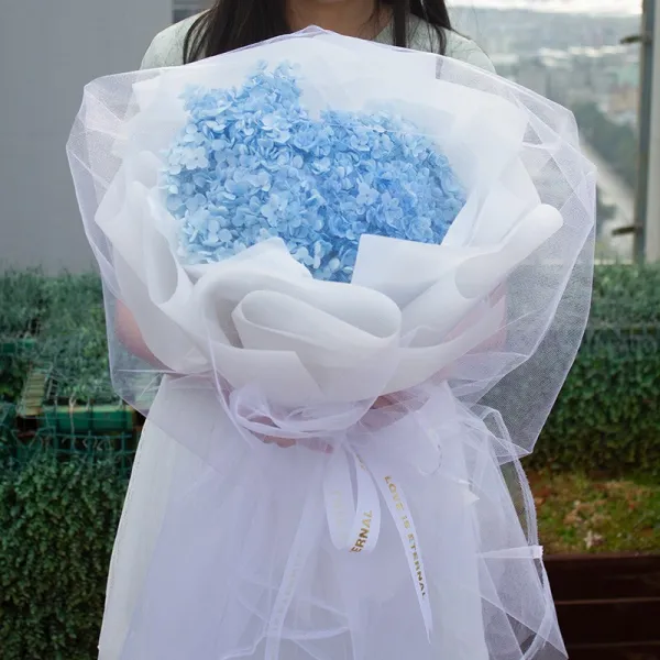 포장용지 인싸템 안개꽃 부케 오버사이즈 발렌타인데이 영원히 살자 고백 여자친구 졸업시즌 생일선물 3863047359, 블루 수국 베일을 씌우다 _1. 2메
