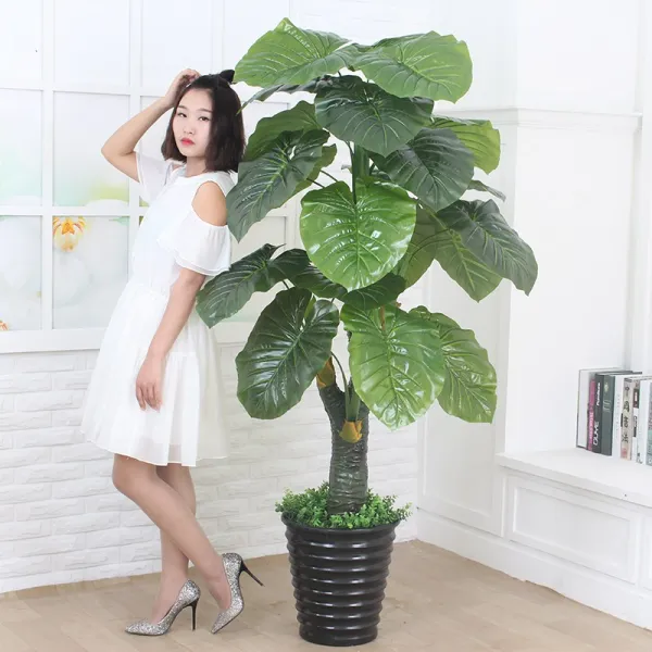 조화 가짜나무 모방 낙숫물 관음보살 대형 식물 분재 흔들시계 실내 장식 스탠드형 녹색식물 플라스틱 가화, T12-1.6미터 물이 뚝뚝 떨어지는 물+바가지+
