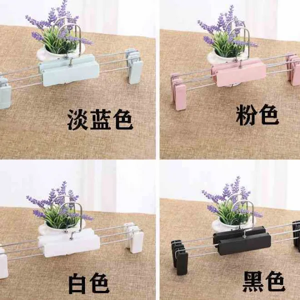 바지걸이 플라스틱 옷걸이 바짓가랑이 미끄럼방지 노라인 성인 통용 바지를 말리다 가능집게식 치마바지, T01-10개, C02-길이조절 바짓가랑이 화이트
