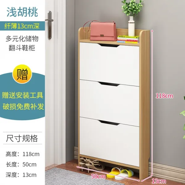 조립식신발장 초슬림 구두걸이 10CM 센치 13CM14 극 좁다 얇은 뒤집다 입문 일체 벽을등지다 4864131909, 조립호두삼문장50다크13하이111x1x1cm