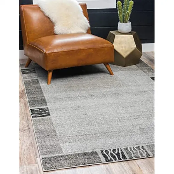 Del Mar 컬렉션 현대 과도기적 인 회색 영역 깔개 (7 '0 x 10'0) (7 x 10 Feet Rectangular Light Gray／Beige), 본상품
