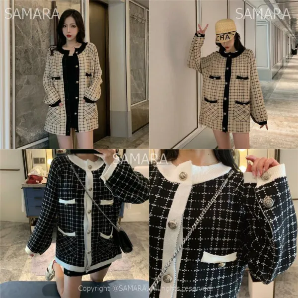 Qterra 특허브랜드 체크 빈티지 점퍼 상의 루즈핏 스웨터 코트 가디건