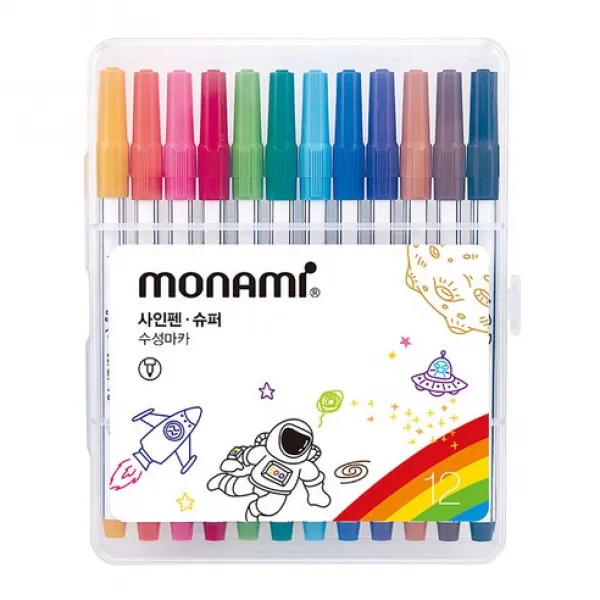 모나미 슈퍼사인펜 12색 세트 플라스틱 케이스, 단품