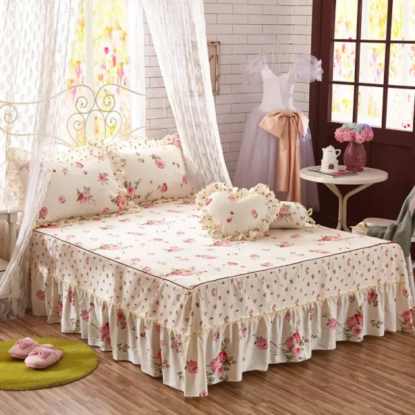 유럽 수만 침대스커트 양식 순면 코튼 단건 공주 침대시트 논슬립 미끄럼방지 침대커버 5메터 18m 레드 안지기