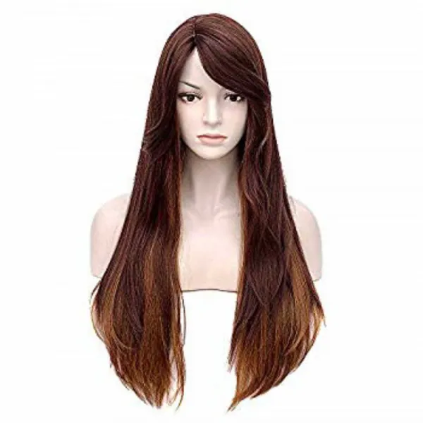 티즈모어 24 inches 재팬 임프로테드 캐너칼론 야키 파이버 핸드 Tied 브라운 하이라이트 글룰즈 사이드 파트 레이스 프런트 우먼 Wig, 1