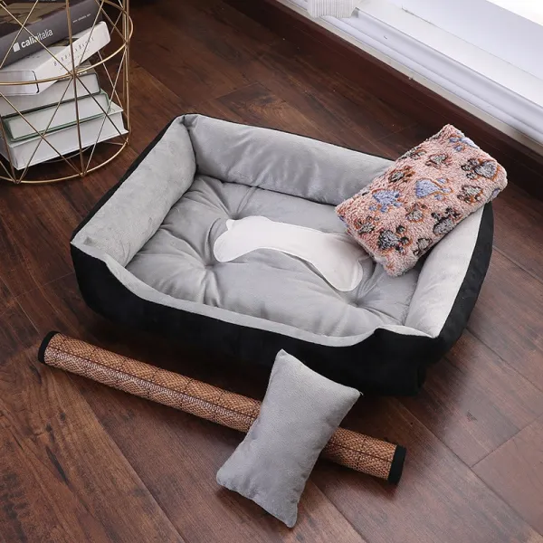 Dec.07 88번 개집 겨울 온난침대 고양이집 사계절 통용 테디 대형견 소형견 개집 개집 애견집z 45 30cm 3 근 내 애완동물 에 게 적합 블랙 그레이 + 담요 + 돗자리 + 베 개 를 드 립