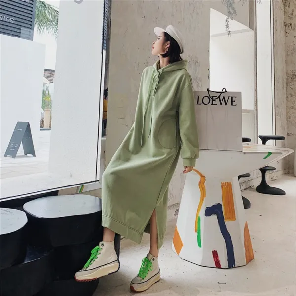 가나다몰 데일리 빅사이즈 기모 후드 맨투맨 롱원피스bwto289