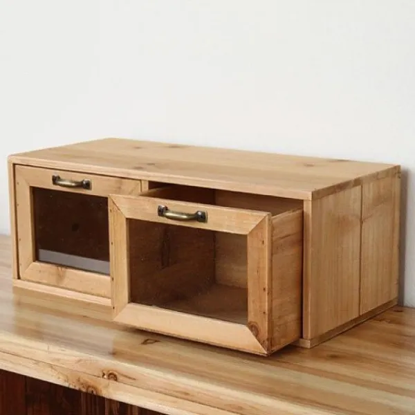 채은마켓 빈티지 우드 2칸 서랍함 수납정리용품 1