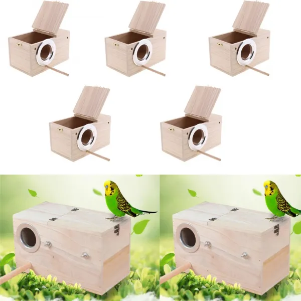 Zeyuan 5 개 Budgie 나무 사육 둥지 상자 케이지 Cockatiel 짝짓기 조류 사육장 _S, 1개