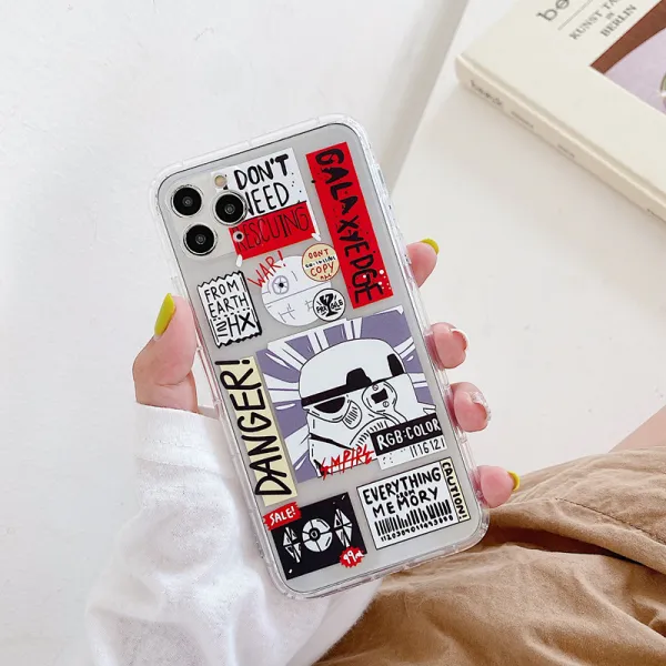 독창적 개성 스타워즈 블랙 무사 투명 사과폰 XSMAX 핸드폰케이스 X풀팩토리 7PLUS 소프트 6S 실리콘