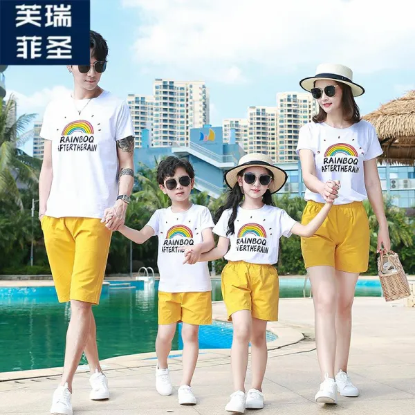 패밀리룩 여름옷 0트렌드 일가 세식구 네 식구 패밀리 어머니 여성 면반팔티셔츠 여름 친
