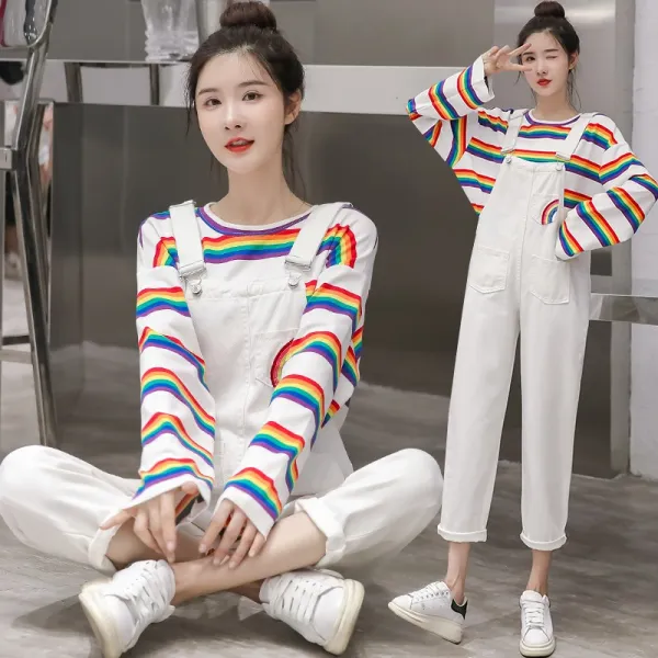 마현준 동년배 소녀 여름 룩 중학교 와이드 루즈핏 긴바지 캐쥬얼