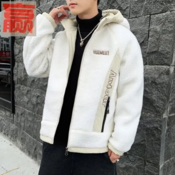 과묵자태 마른남자옷 가을 타입 퀄리티 라이크 램스 남자폴라폴리스 재킷 캐쥬얼 마저도 모자