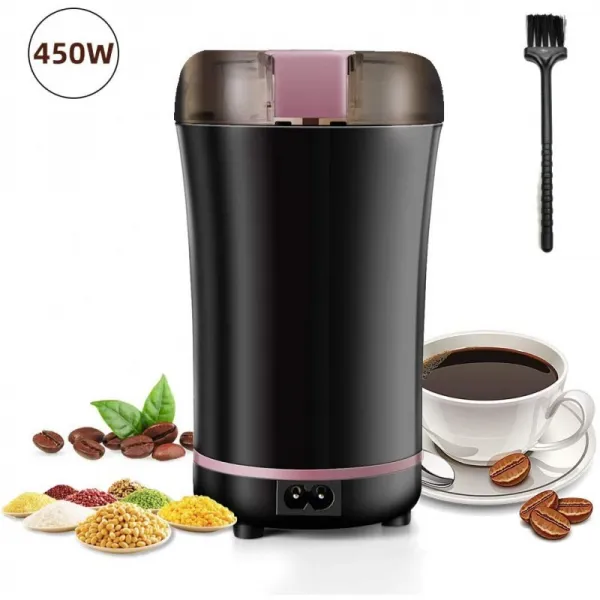 POWERAXIS 커피 민트 최대 450W 전기 커피 입 커피 콩 네스 곡물 곡물 선견자 스테인레스 스틸 나이프 50g 소켓 블랙, 단일옵션