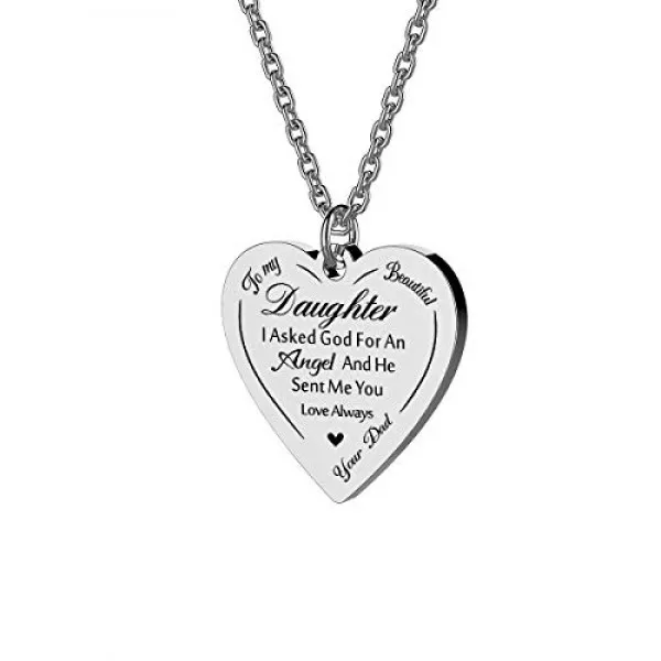 Haoflower to My Beautiful Daughter Necklace from Mom Dad 나는 하나님 께 천사를 구했고 그는 당신에