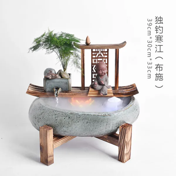 도벽 독창적 역류향 도자기 사무실 거실 컨베이어 풍수 진열 장식품 마네키 개업 기프트, 낚시다 혼자 한강 （보시함 ）