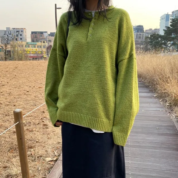 라이트무드 남녀공용 울 헨리넥 오버니트 8color