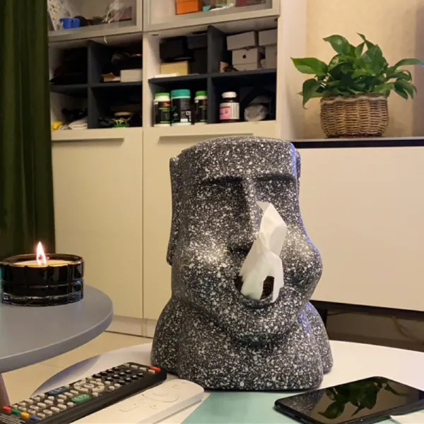 이스터 섬 석상 모아이 휴지 케이스 이색선물, 원색 Moai
