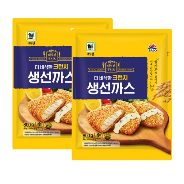 사조대림 크런치 생선까스800g 쌀가루가 들어가 더 바삭한, 2개