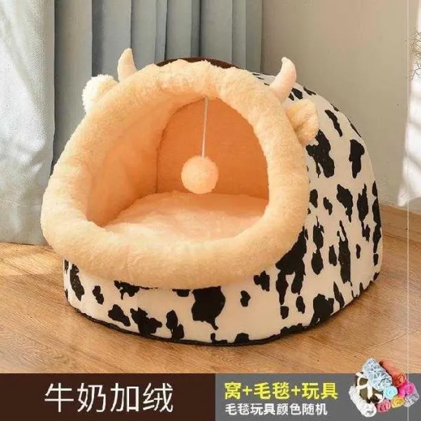 전기냄비 ~ 레드고양이 보온타입 털융 고양이집 강아지 침대헤드 고양이냄비 겨울날 공주침대 정리 전기온열 고양이우리 안의 고양이, T06-밀크카우 기모(담요), C03-중간사이즈(7키로이내 고양이 놀이에 내보내다