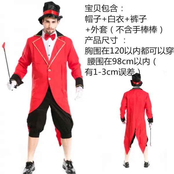 무대 남자 가수 룩진홍 색깔 COSPLAY 유니폼 성탄 차차 파티 마술 스승 제비꼬리 탄복함