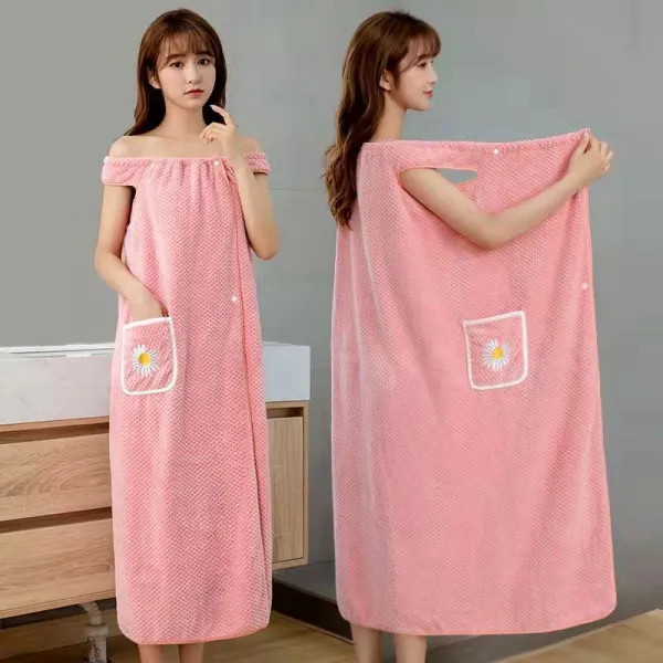 새로 나온 여성 목욕타월은 착용 및 포장이 가능해 수분 흡수가 빠르다. 홈 롱 목욕 스커트, S(40-68kg), 핑크색