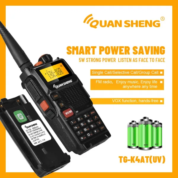 Talkie Walkie 듀얼 밴드 UHF VHF 햄 라디오 HF 송수신기 무선국 통신 Quanseng TG K4ATUV 인터컴 헌팅워키 토키, 01 Black, 03 American