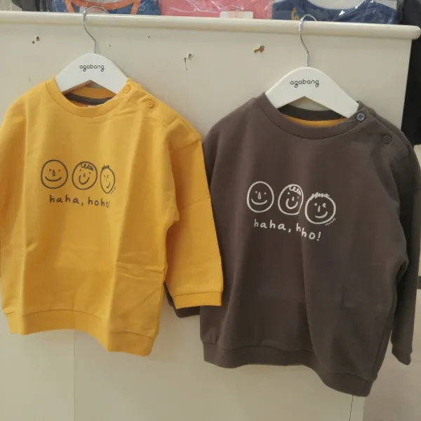 아가방 가을 남 녀 공용티셔츠 맨투맨티셔츠 간단하교편하게입을수있어요