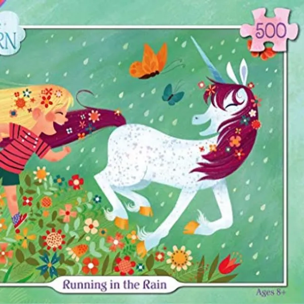 New York Puzzle Company-Uni Unicorn 빗속에서 달리기-500 Piece Jigsaw Puzzle