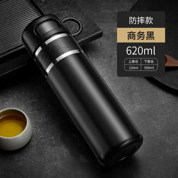 기고당 남성 티보틀 대용량 사파리 휴대 퀄리티 스테인리스 스틸 물컵 보온 타입 핸들스틱 블랙 620ml