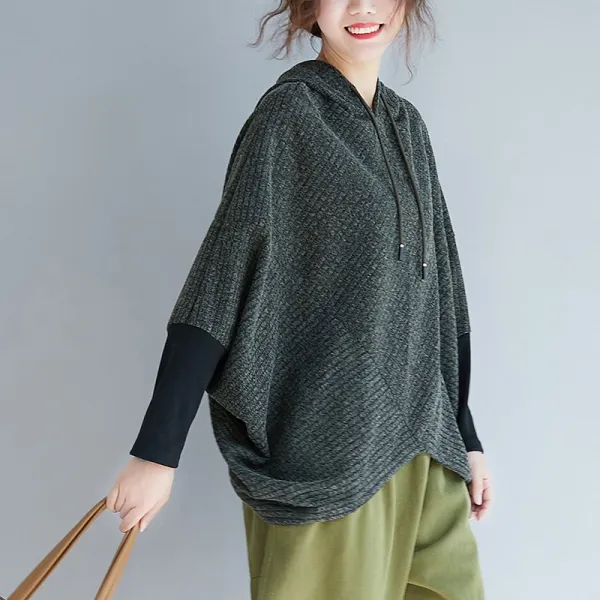 플랜글로벌 여성 루즈핏 후드 캐주얼 스웨터cth