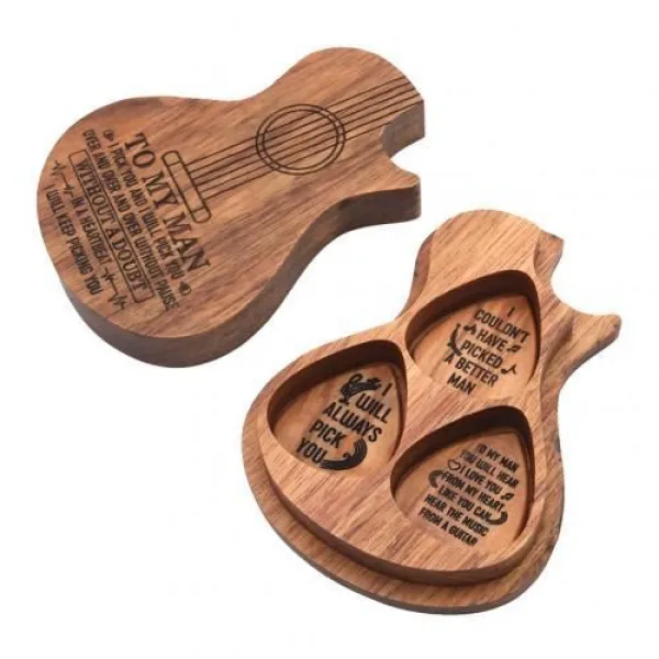 [해외] 3 pcs 우드 기타 픽업 어쿠스틱 일렉트릭베이스 plectrum 중재자 악기 기타 부품 및 액세서리 박스 포함, Wood