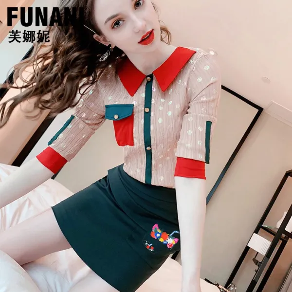 부나 나 여름 망 레드 서양풍 작은 샹송 원피스 여장 스커트 선