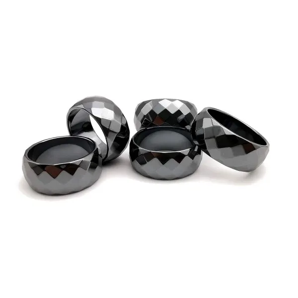 여성 남성 남여 불안 균형 루트 차크라 10mm 두께에 대한 Morchic 적철광 돌다면 반지 (5 PC의 팩 혼합 크기)