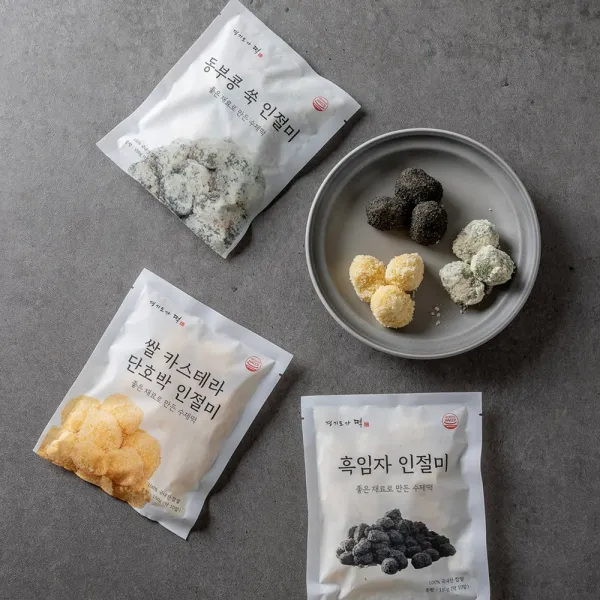 [당일발송] 경기도가떡 한입 수제 인절미 3종 150g x 2팩 약 20알, 동부콩쑥 2팩