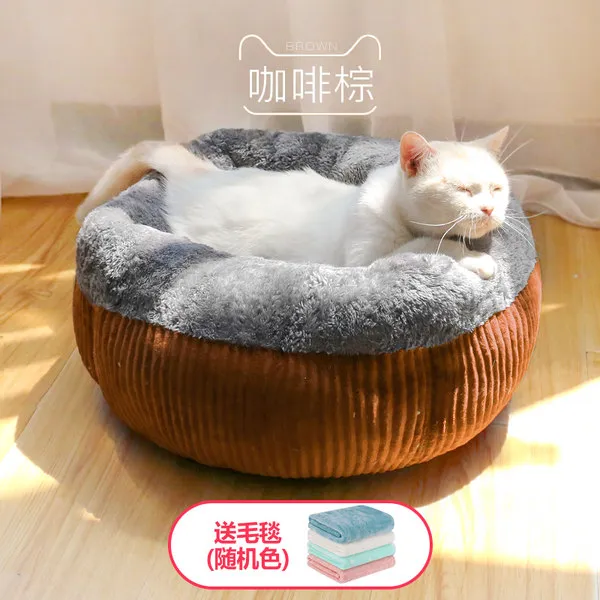& radic; 사계절 범용 고양이 쓰레기 고양이 쓰레기 패드 폐쇄 여름 고양이 침대 빌라 애완 동물 개집, 06 애완 동물을 돌보시겠습니까? 커피 브라운-송신 담요 (오래된 고객의 30 %가 권장)_01 딥 슬립 네스트 (소) 추천 고양이 8 마리 / 4 마리