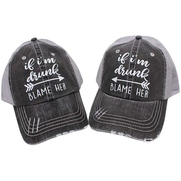 R2n Fashions 내가 술에 취해이야하다면 2 개 여성의 트럭 운전사 모자 캡 검정 회색의 그녀의 설정을 비