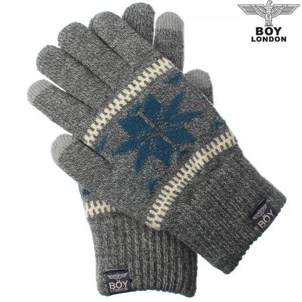  보이런던 따뜻한 기모안감 겨울 스마트 터치 니트장갑 여성 남성 스티치눈꽃 