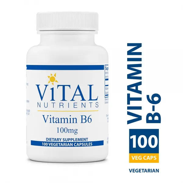 Vital Nutrients Vitamin B6 100mg 100정 적혈구 세포, 1개, 1병