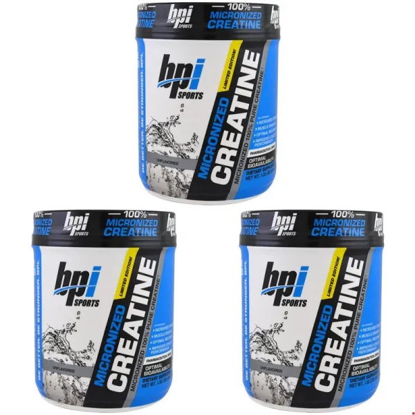BPI 스포츠 미분화된 크레아틴 리미티드 에디션 무맛 1.32 lbs (600 g), 3개묶음, 1