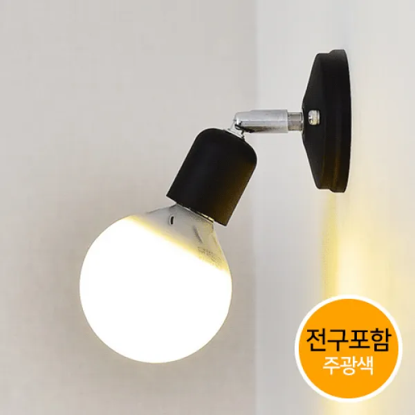 조명프라자 랜디 벽등, 블랙+전구포함(LED볼구-흰빛)