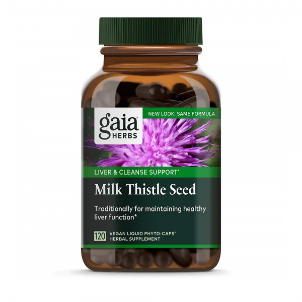 Gaia Herbs 가이아 허브스 밀크시슬 600mg 120정 피곤할때영양제 간보조제, 1mg, 1개