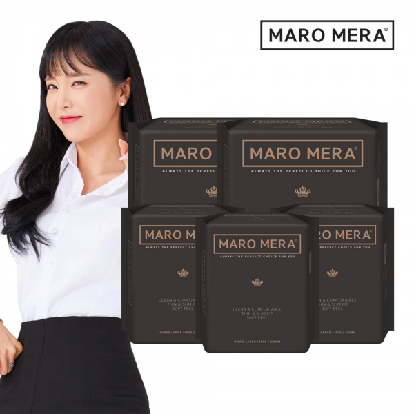 마로메라 생리대 날개형 대형 3팩+오버나이트 롱 2팩, 단품