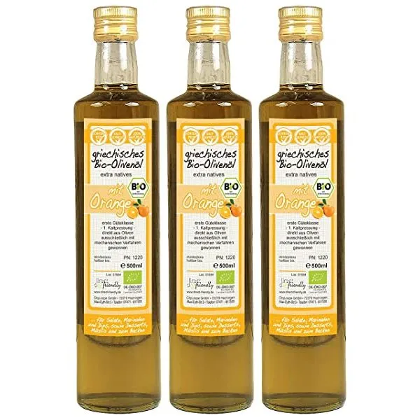 보르게스올리브유 유기농 오렌지 500ml 병과 함께 직접적이고 친근한 올리브 오일