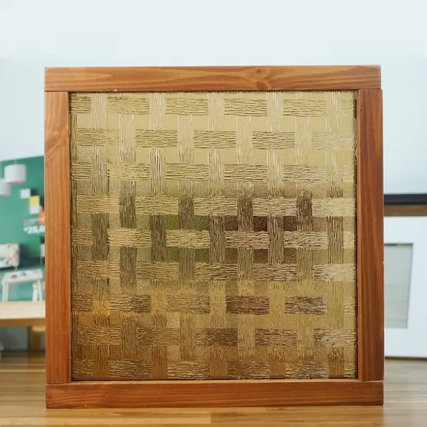 유리키스 무늬유리 맞춤제작 중문 창문 파티션, 라탄 브론즈