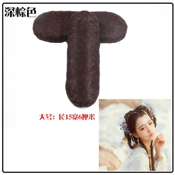 고대복장 가발 쇠뿔머리 가방 액 앞머리 순 머리카락 월아 몽둥이질을 함 에스닉 COS 볼륨 매트 딱딱해지다, 1, 큰사이즈 라지 한쌍 갈색